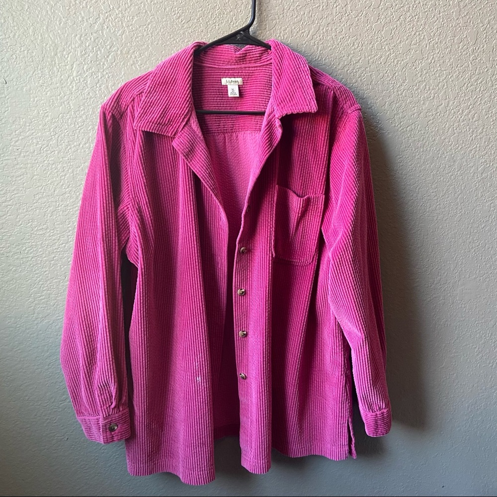 Vintage LL BEAN Pink Corduroy Button Up Jacket Size XL